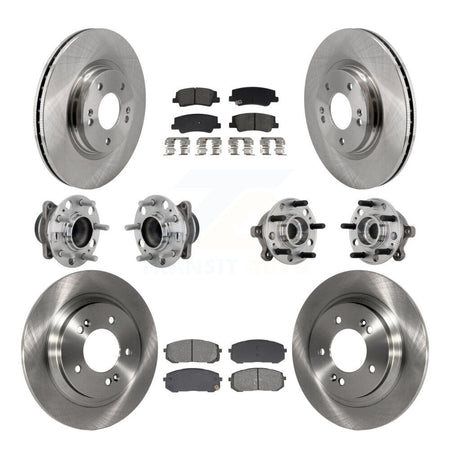 Front Rear Hub Bearings Disc Brake Rotors And Pads Kit (10Pc) For Hyundai Sonata Kia K5 KBB-132556