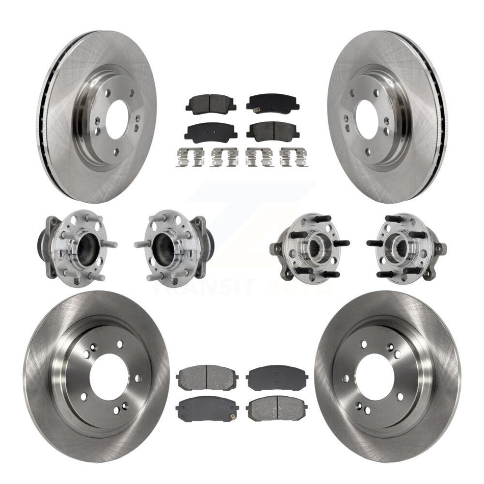 Front Rear Hub Bearings Disc Brake Rotors And Pads Kit (10Pc) For Hyundai Sonata Kia K5 KBB-132556