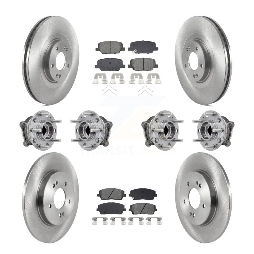 Front Rear Hub Bearing Brake Rotor Pads Kit (10Pc) For Hyundai Palisade Kia Telluride AWD KBB-132557