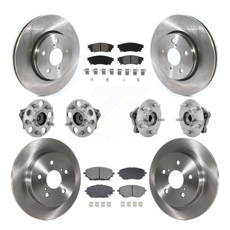 Front Rear Hub Bearing Disc Brake Rotor And Semi-Metallic Pads Kit (10Pc) For Toyota C-HR KBB-132558