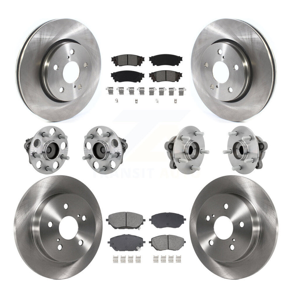 Front Rear Hub Bearing Disc Brake Rotor And Semi-Metallic Pads Kit (10Pc) For Toyota C-HR KBB-132558