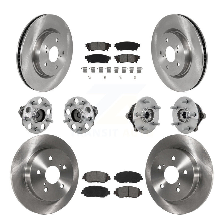 Front Rear Hub Bearing Brake Rotor And Pad Kit (10Pc) For Toyota RAV4 FWD with GAS engine KBB-132559