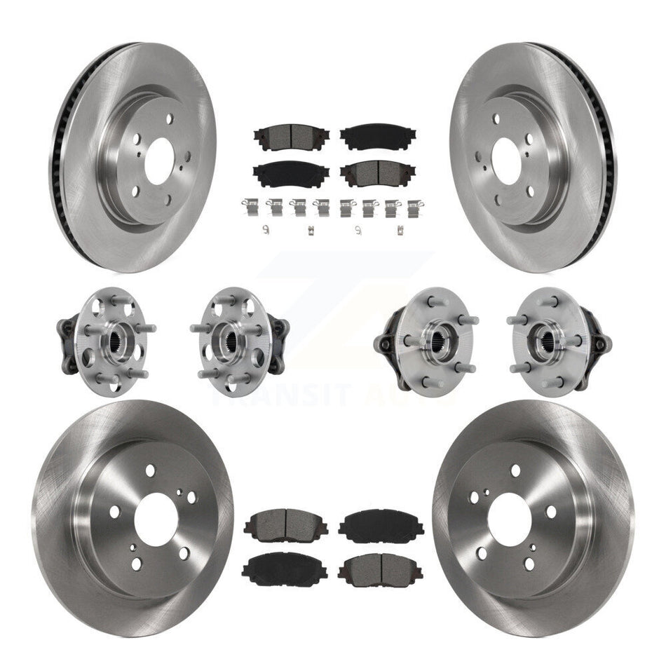 Front Rear Hub Bearing Assembly Disc Brake Rotor And Pad Kit (10Pc) For Toyota RAV4 Venza KBB-132560