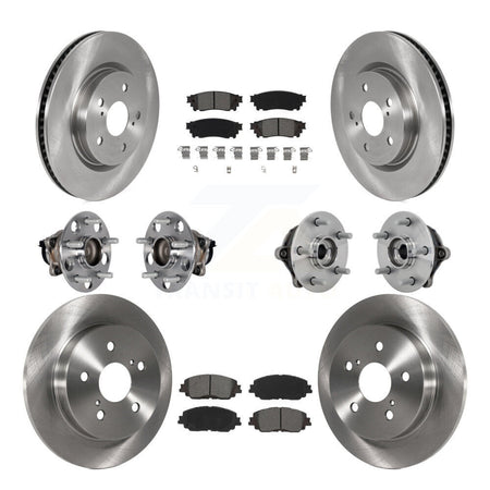 Front Rear Hub Bearing Brake Rotor And Pad Kit (10Pc) For Toyota RAV4 FWD with GAS engine KBB-132561