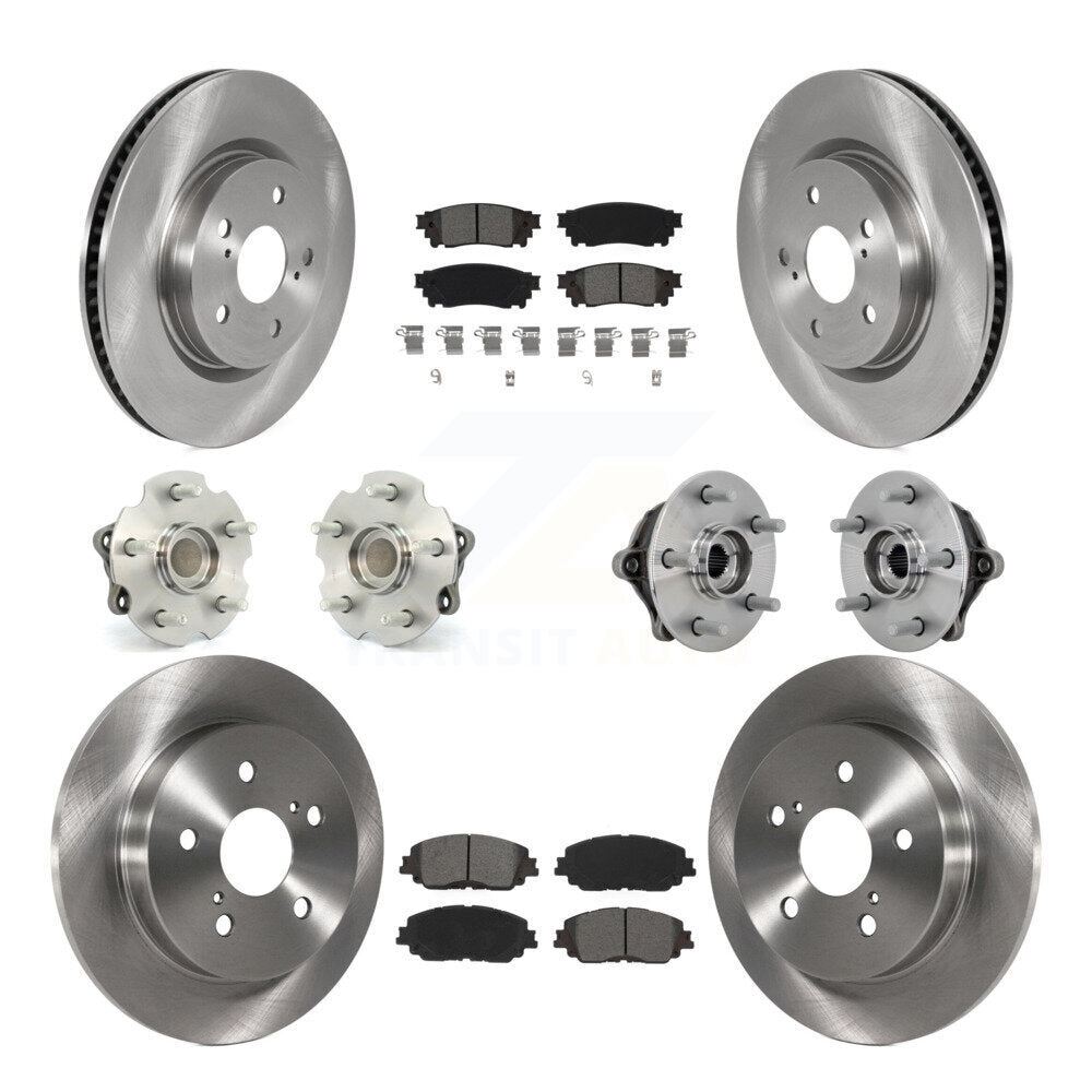 Front Rear Hub Bearing Brake Rotor And Pad Kit (10Pc) For Toyota RAV4 FWD with GAS engine KBB-132562