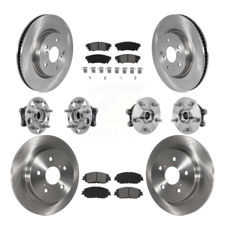 Front Rear Hub Bearing Disc Brake Rotor And Semi-Metallic Pads Kit (10Pc) For Toyota RAV4 KBB-132563