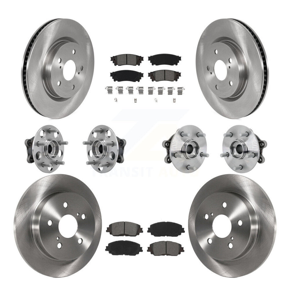 Front Rear Hub Bearing Disc Brake Rotor And Semi-Metallic Pads Kit (10Pc) For Toyota RAV4 KBB-132563