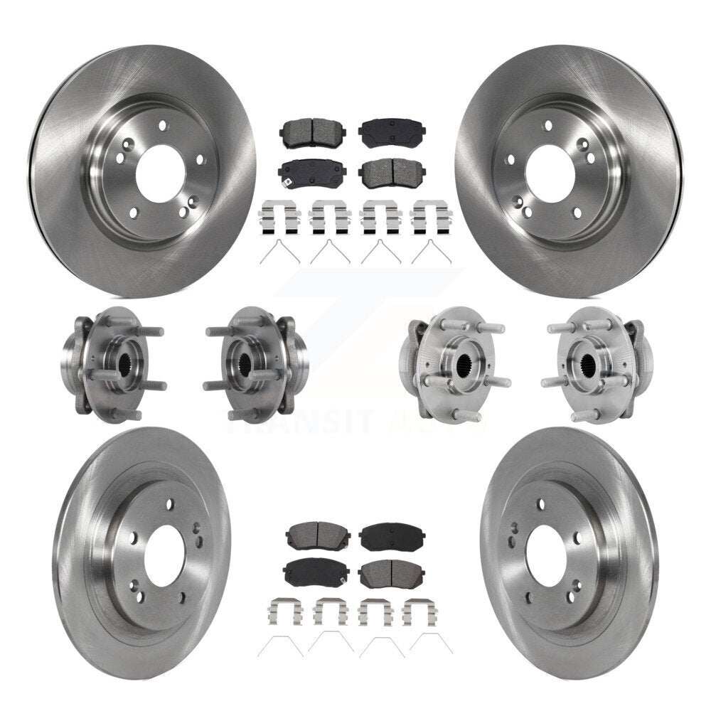 Front Rear Hub Bearings Disc Brake Rotors And Pads Kit (10Pc) For Hyundai Kona Kia Seltos KBB-132567