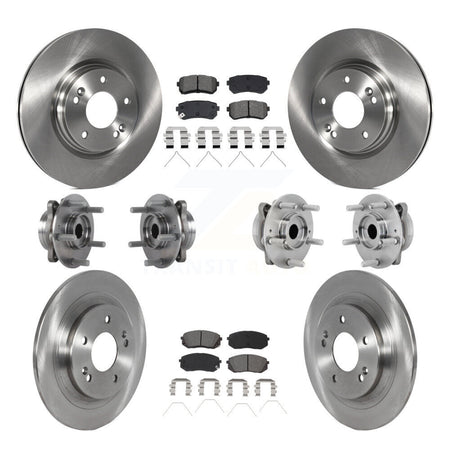Front Rear Hub Bearings Disc Brake Rotors And Pads Kit (10Pc) For Hyundai Kona Kia Seltos KBB-132567