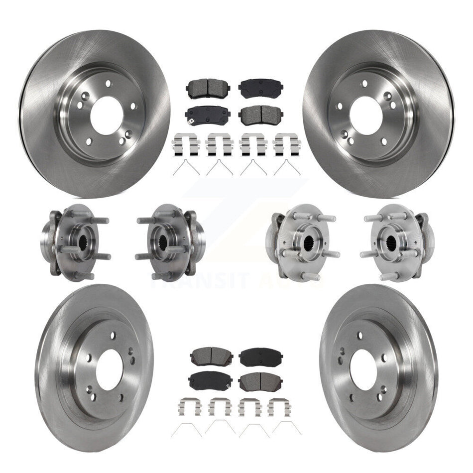 Front Rear Hub Bearings Disc Brake Rotors And Pads Kit (10Pc) For Hyundai Kona Kia Seltos KBB-132567
