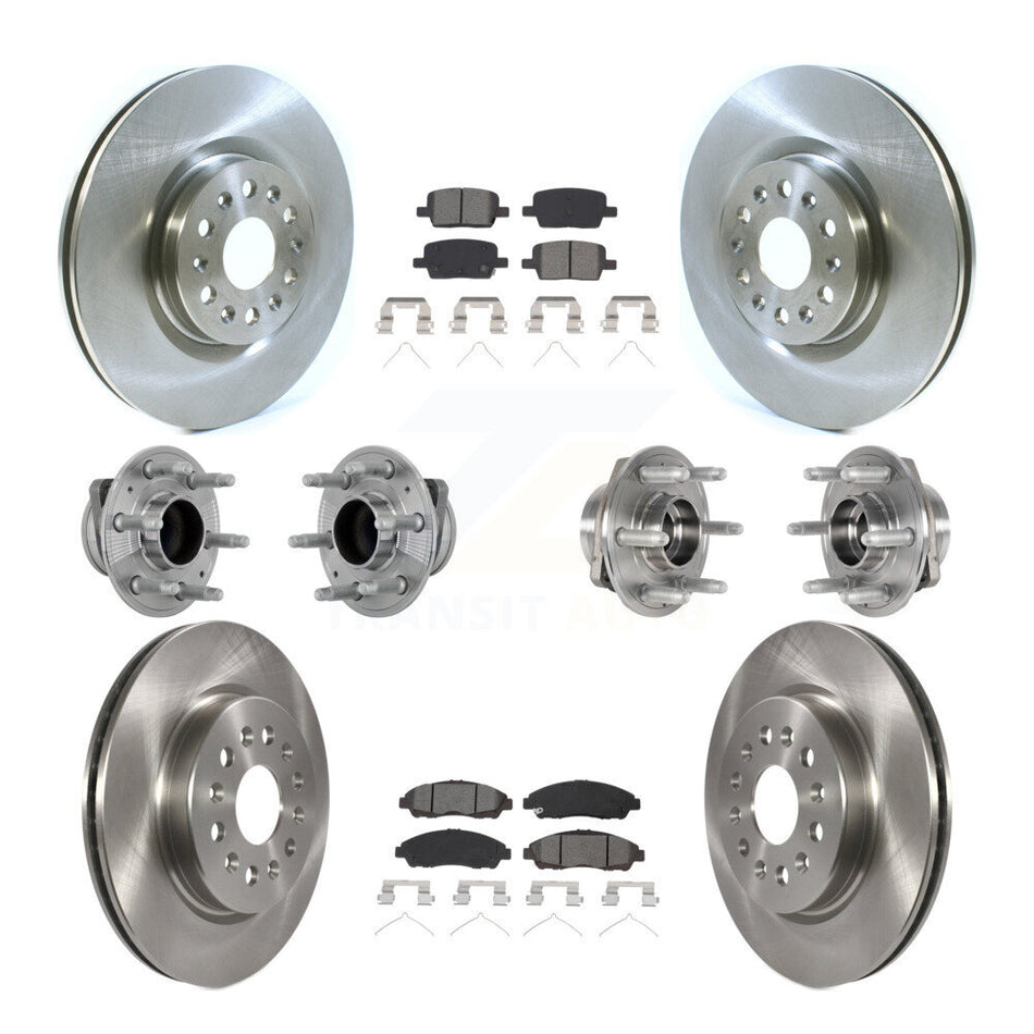 Front Rear Hub Bearing Brake Rotor Pads Kit (10Pc) For Cadillac XT5 Buick Enclave XT6 FWD KBB-132574