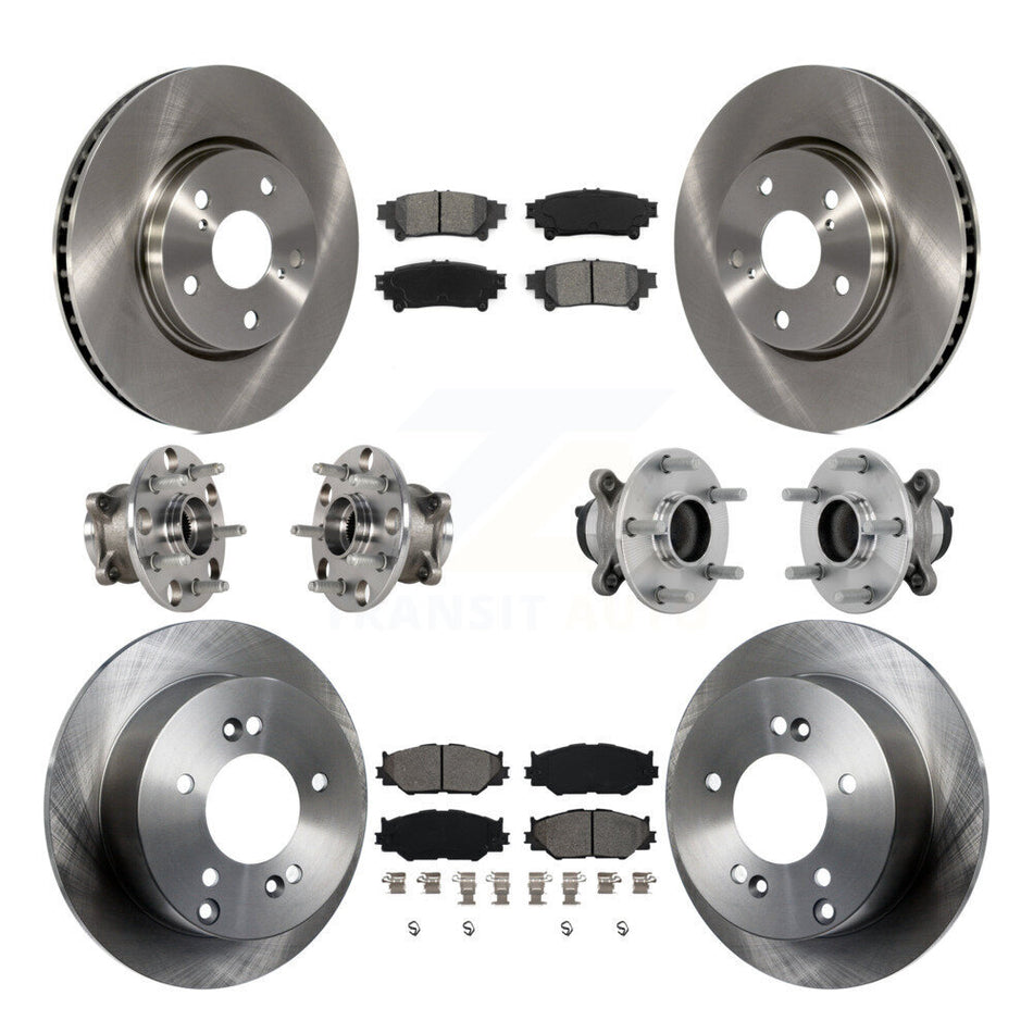 Front Rear Hub Bearing Brake Rotor Pad Kit (10Pc) For 2014-2015 Lexus IS250 Base with RWD KBB-132584