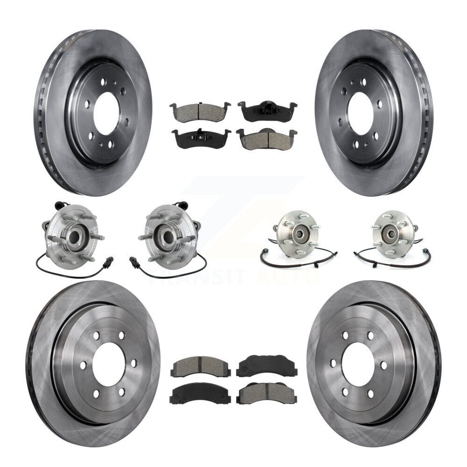 Front Rear Hub Bearing Brake Rotor & Pad Kit (10Pc) For Ford Expedition Lincoln Navigator KBB-132585