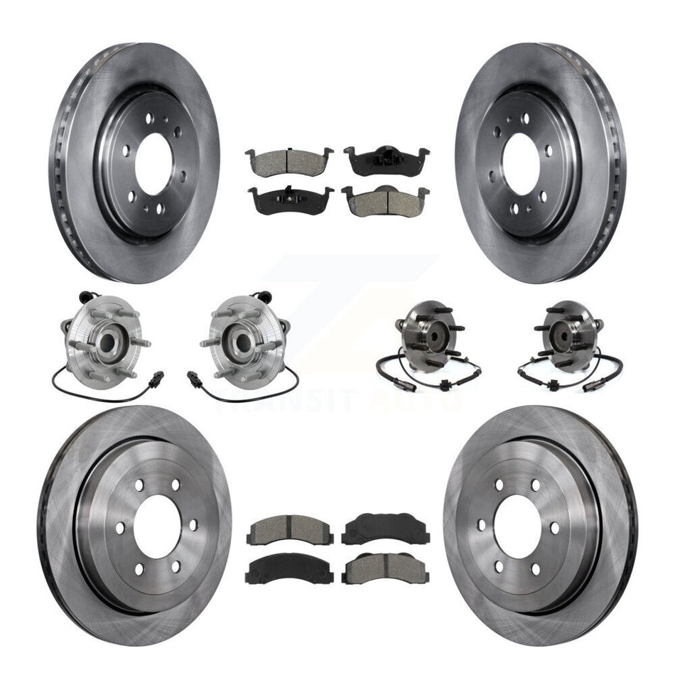 Front Rear Hub Bearing Brake Rotor & Pad Kit (10Pc) For Ford Expedition Lincoln Navigator KBB-132586