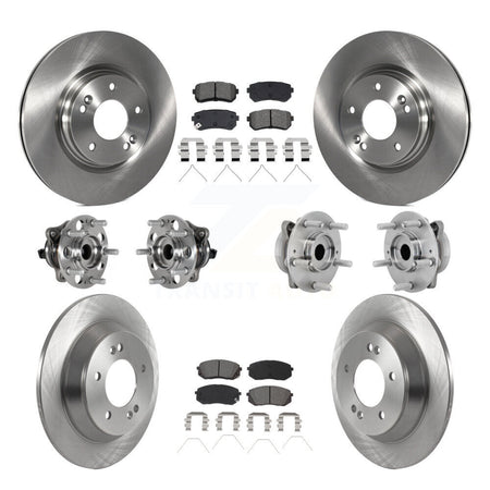 Front Rear Hub Bearing Disc Brake Rotor And Semi-Metallic Pad Kit (10Pc) For Hyundai Kona KBB-132587