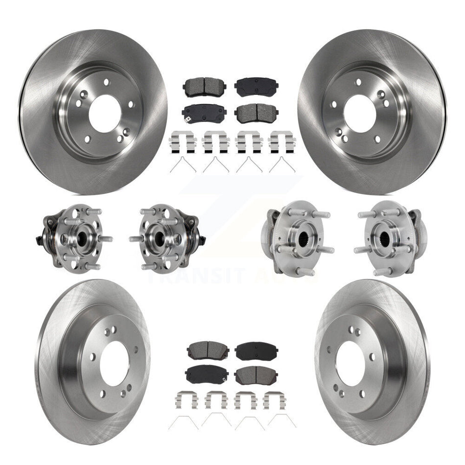 Front Rear Hub Bearing Disc Brake Rotor And Semi-Metallic Pad Kit (10Pc) For Hyundai Kona KBB-132587