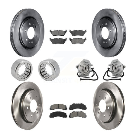 Front Rear Hub Bearing Disc Brake Rotor Pads Shoe Kit (10Pc) For 2015-2017 Ford F-150 RWD KBB-132593