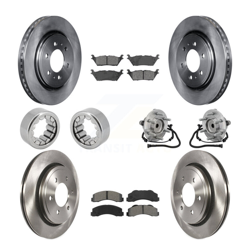 Front Rear Hub Bearing Disc Brake Rotor Pads Shoe Kit (10Pc) For 2015-2017 Ford F-150 RWD KBB-132593