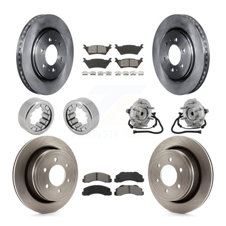 Front Rear Hub Bearing Disc Brake Rotor Pads Shoe Kit (10Pc) For 2015-2017 Ford F-150 RWD KBB-132594
