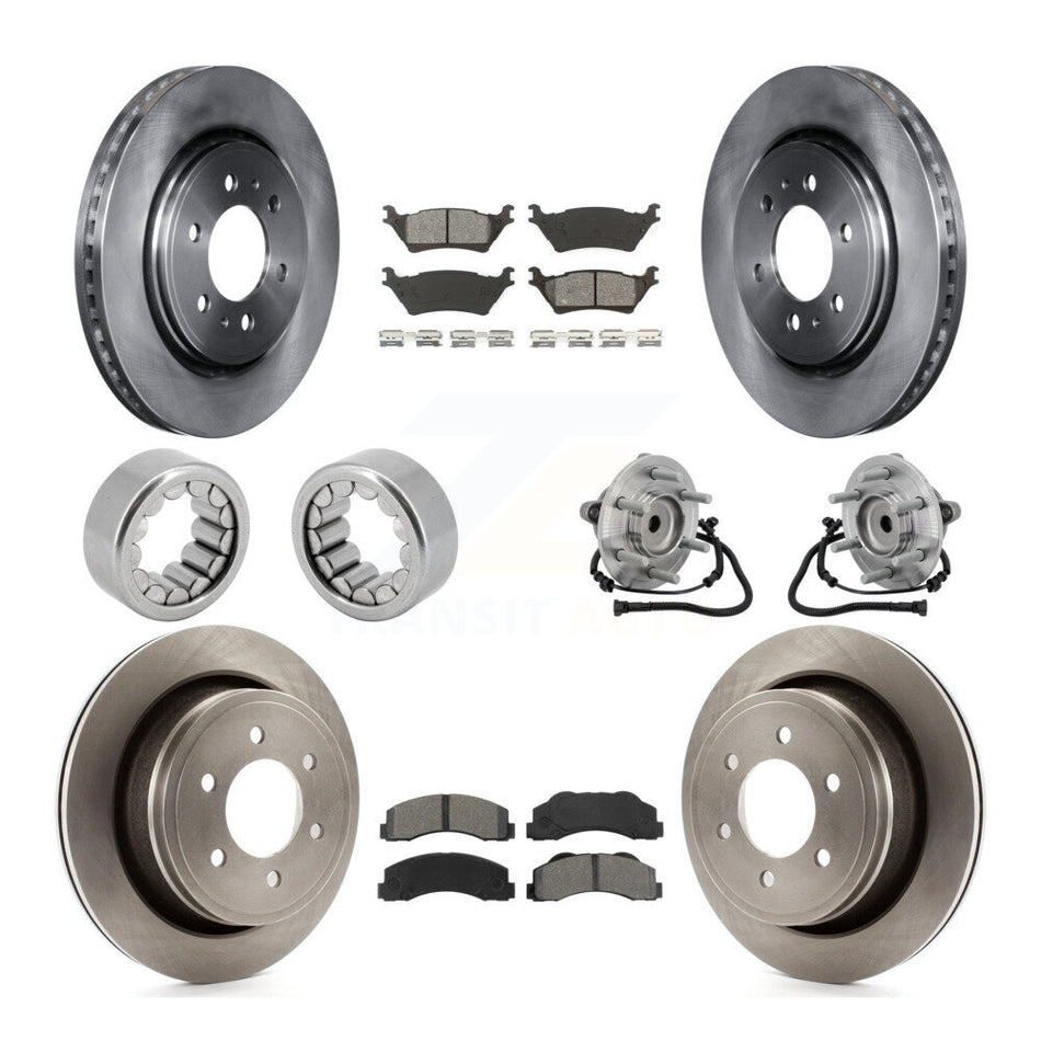 Front Rear Hub Bearing Disc Brake Rotor Pads Shoe Kit (10Pc) For 2015-2017 Ford F-150 RWD KBB-132594