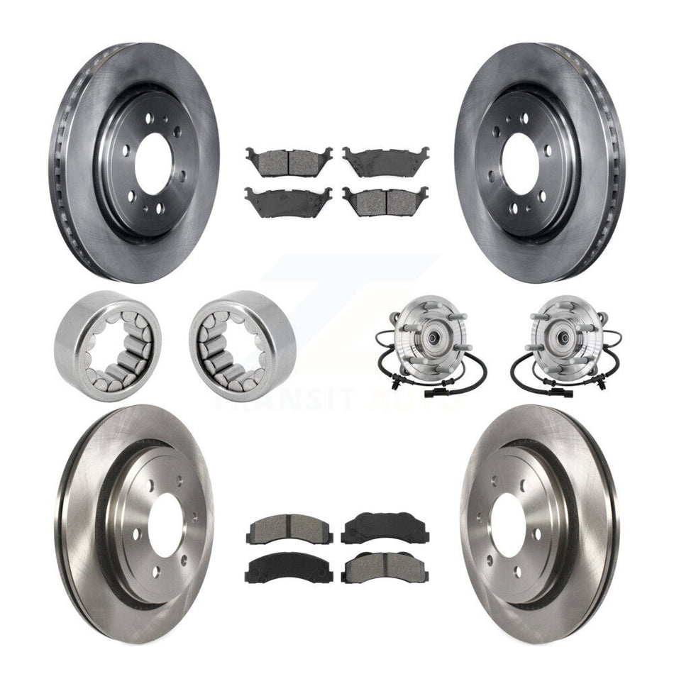 Front Rear Hub Bearing Brake Rotor Pads Shoe Kit (10Pc) For 17 Ford F-150 Raptor with 4WD KBB-132595