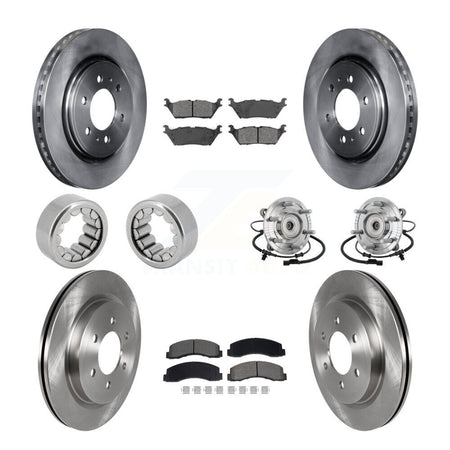 Front Rear Hub Bearing Brake Rotor & Pads Shoe Kit (10Pc) For 2018-2020 Ford F-150 Raptor KBB-132597