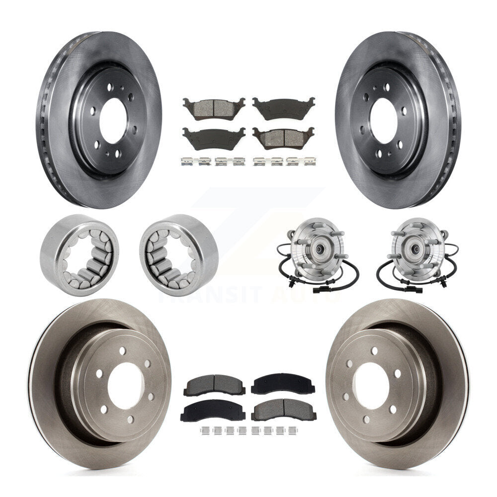 Front Rear Hub Bearing Brake Rotor & Pads Shoe Kit (10Pc) For 2018-2020 Ford F-150 Raptor KBB-132598