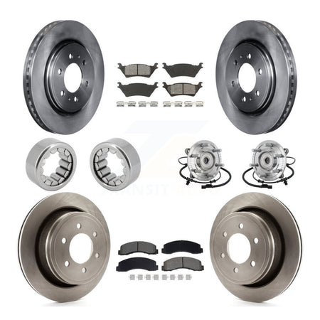Front Rear Hub Bearing Brake Rotor & Pads Shoe Kit (10Pc) For 2018-2020 Ford F-150 Raptor KBB-132598