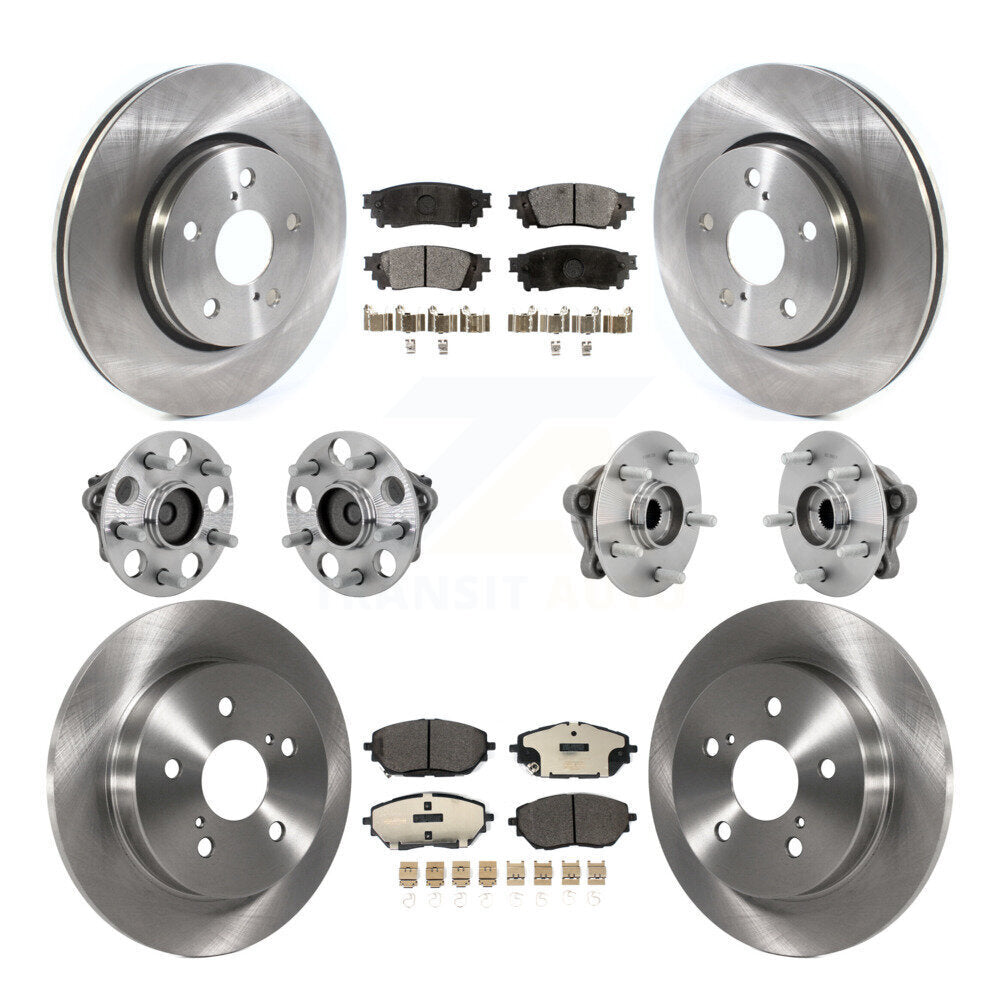 Front Rear Hub Bearings Disc Brake Rotors And Ceramic Pads Kit (10Pc) For Toyota C-HR KBB-132609