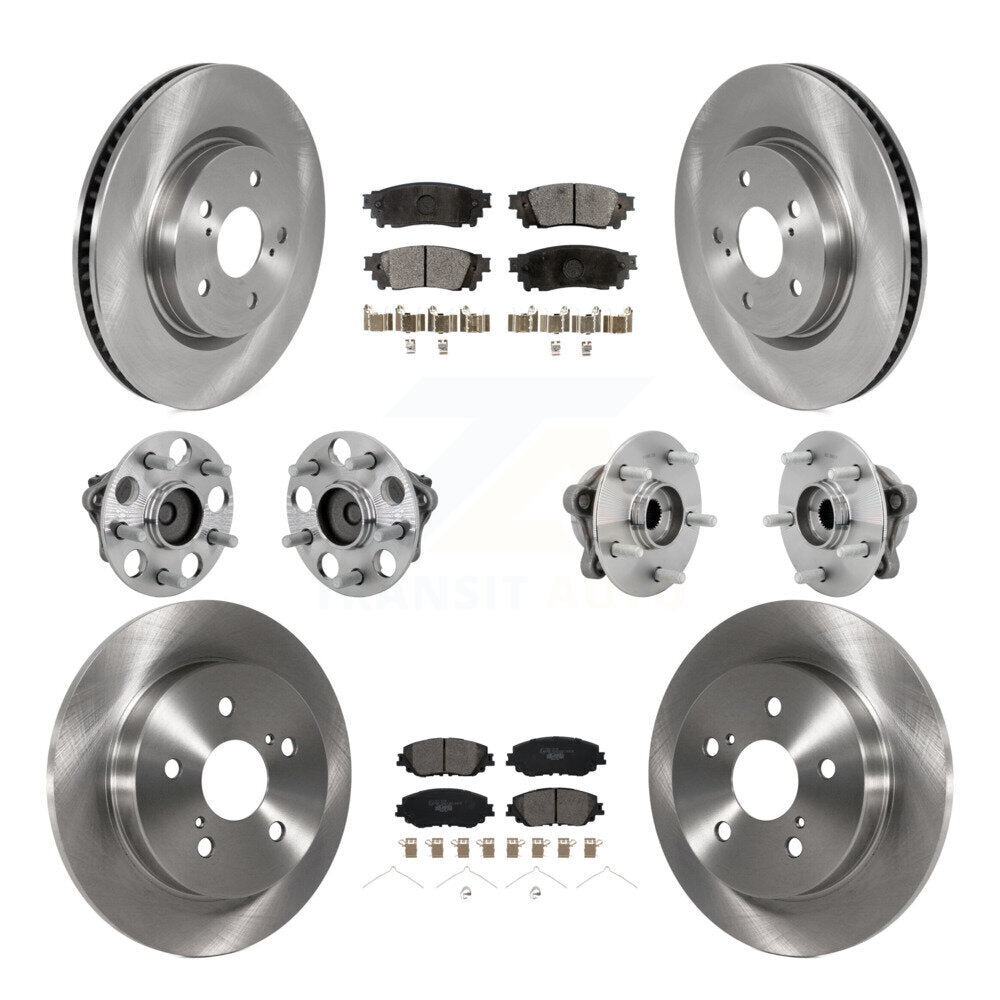 Front Rear Hub Bearings Disc Brake Rotors And Ceramic Pads Kit (10Pc) For Toyota C-HR KBB-132611