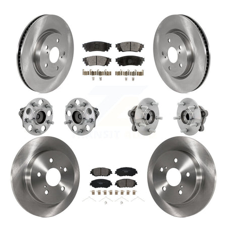 Front Rear Hub Bearings Disc Brake Rotors And Ceramic Pads Kit (10Pc) For Toyota C-HR KBB-132611