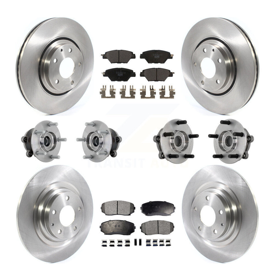 Front Rear Hub Bearing Disc Brake Rotors And Pads Kit (10Pc) For 2016-2023 Mazda CX-9 AWD KBB-132612