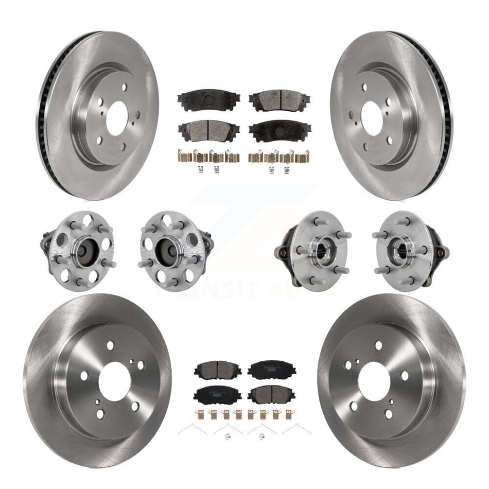 Front Rear Hub Bearing Brake Rotor And Pad Kit (10Pc) For Toyota RAV4 FWD with GAS engine KBB-132615
