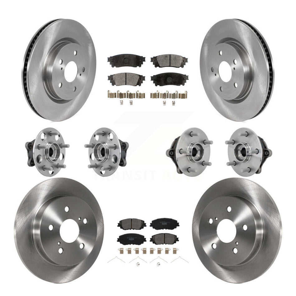 Front Rear Hub Bearing Disc Brake Rotor And Ceramic Pads Kit (10Pc) For Toyota RAV4 Venza KBB-132616