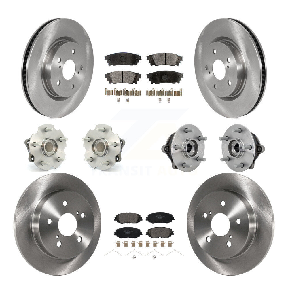 Front Rear Hub Bearing Brake Rotor And Pad Kit (10Pc) For Toyota RAV4 FWD with GAS engine KBB-132618