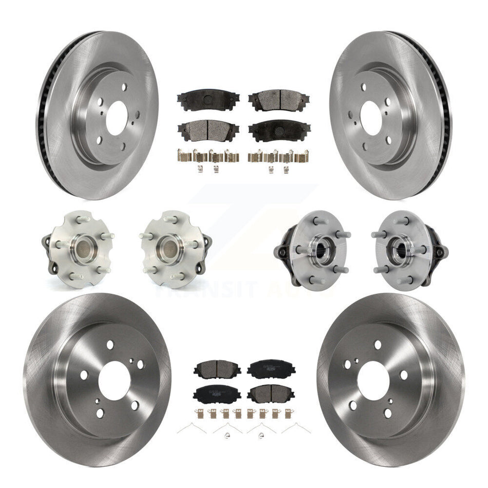 Front Rear Hub Bearing Brake Rotor And Pad Kit (10Pc) For Toyota RAV4 FWD with GAS engine KBB-132618