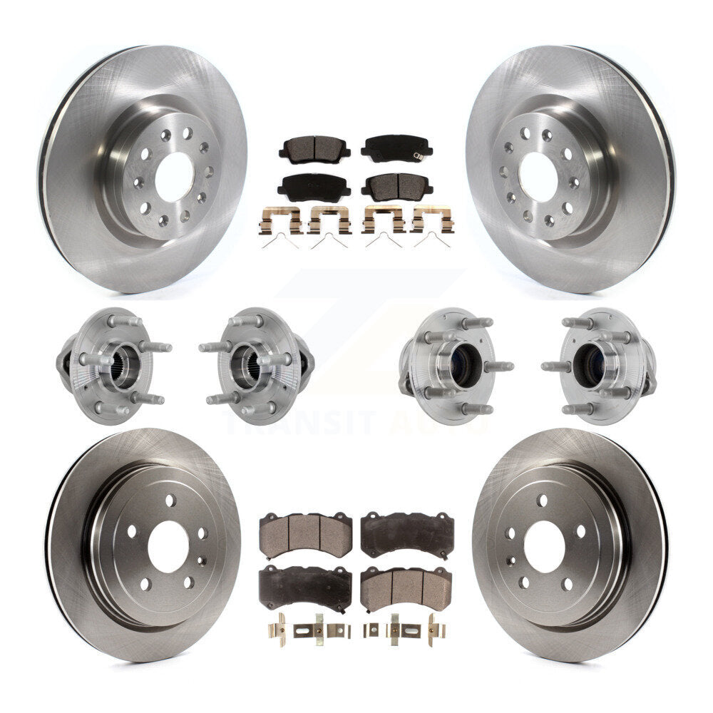 Front Rear Hub Bearings Disc Brake Rotors And Ceramic Pads Kit (10Pc) For Cadillac CTS KBB-132626