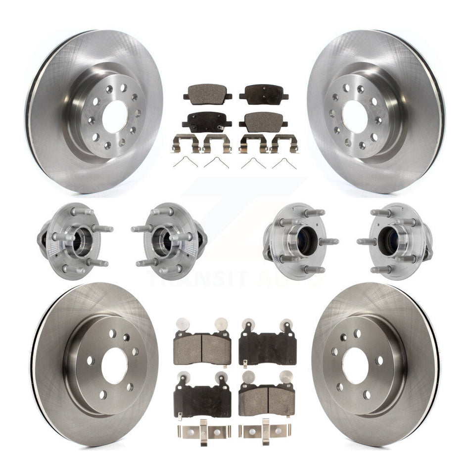 Front Rear Hub Bearing Disc Brake Rotor And Pad Kit (10Pc) For 2016-2018 Cadillac CT6 RWD KBB-132637
