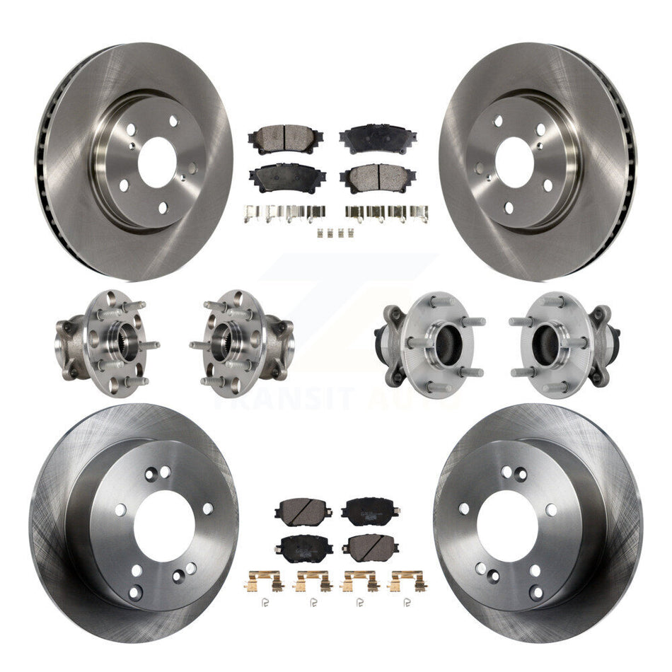 Front Rear Hub Bearing Brake Rotor Pad Kit (10Pc) For Lexus IS250 Without F Sport Package KBB-132644