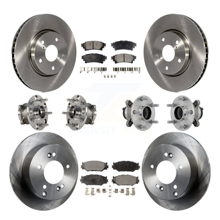 Front Rear Hub Bearing Brake Rotor Pad Kit (10Pc) For 2014-2015 Lexus IS250 Base with RWD KBB-132645