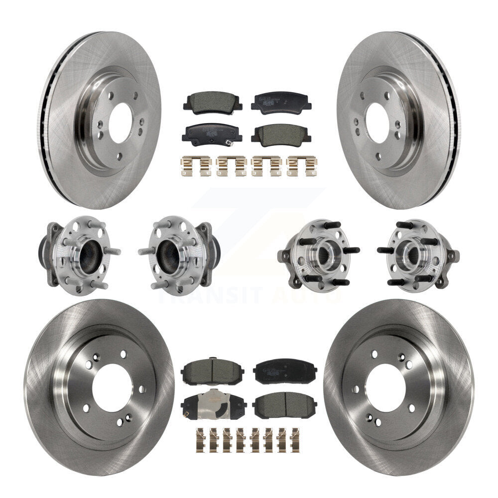 Front Rear Hub Bearings Disc Brake Rotors And Pads Kit (10Pc) For Hyundai Sonata Kia K5 KBB-132649