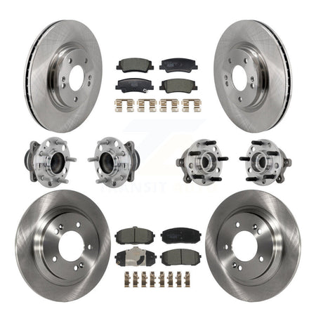 Front Rear Hub Bearings Disc Brake Rotors And Pads Kit (10Pc) For Hyundai Sonata Kia K5 KBB-132649