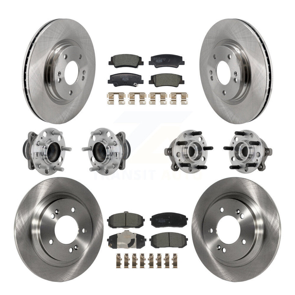 Front Rear Hub Bearings Disc Brake Rotors And Pads Kit (10Pc) For Hyundai Sonata Kia K5 KBB-132649