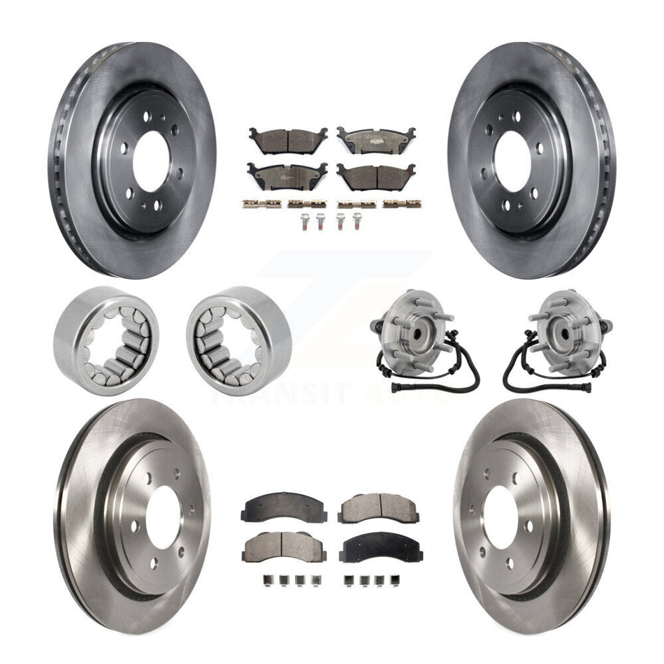 Front Rear Hub Bearing Disc Brake Rotor Pads Shoe Kit (10Pc) For 2015-2017 Ford F-150 RWD KBB-132663