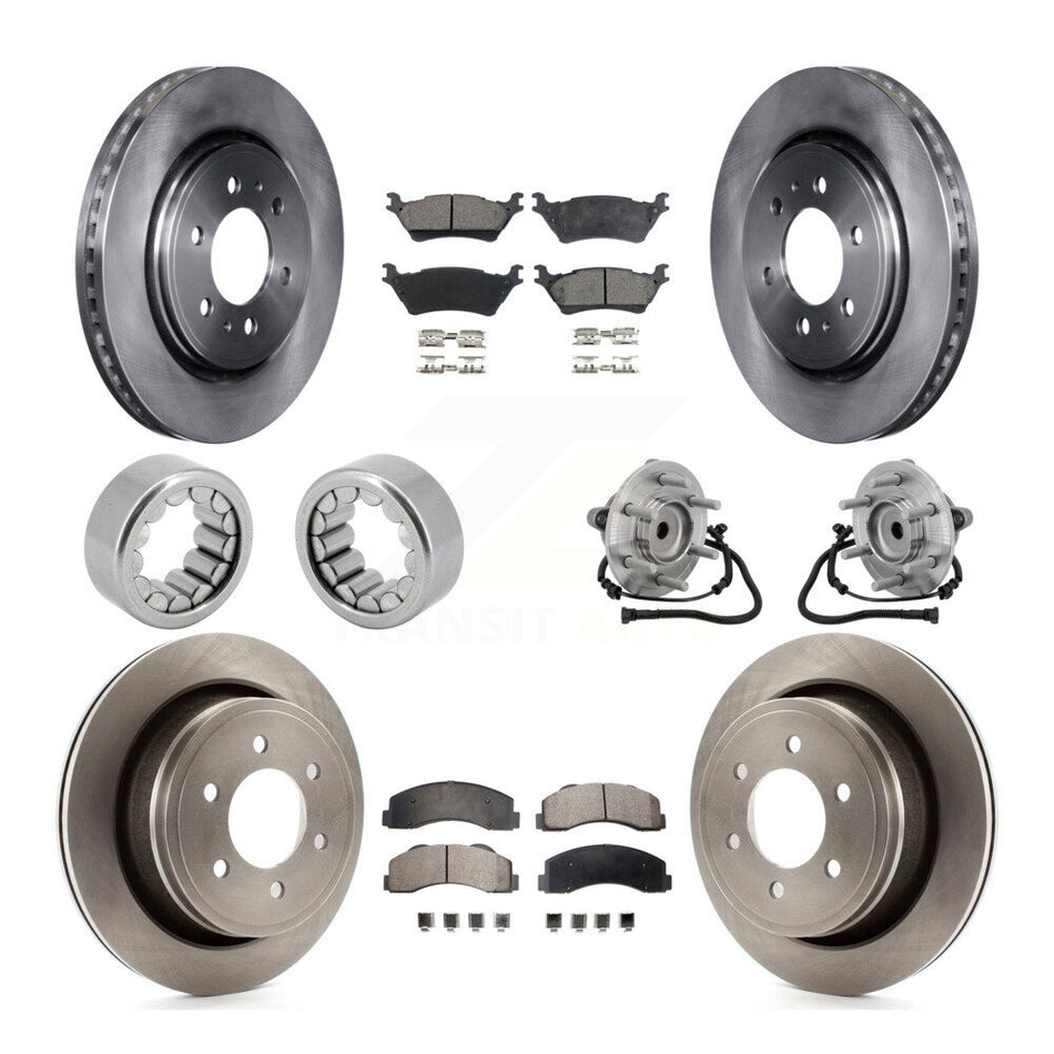 Front Rear Hub Bearing Disc Brake Rotor Pads Shoe Kit (10Pc) For 2015-2017 Ford F-150 RWD KBB-132664