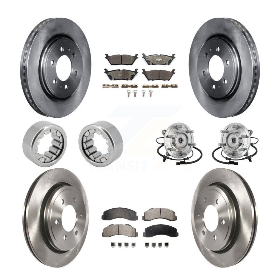 Front Rear Hub Bearing Brake Rotor Pads Shoe Kit (10Pc) For 17 Ford F-150 Raptor with 4WD KBB-132665