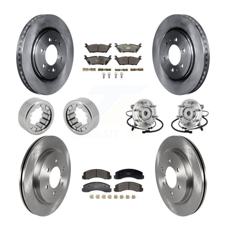 Front Rear Hub Bearing Brake Rotor & Pads Shoe Kit (10Pc) For 2018-2020 Ford F-150 Raptor KBB-132667