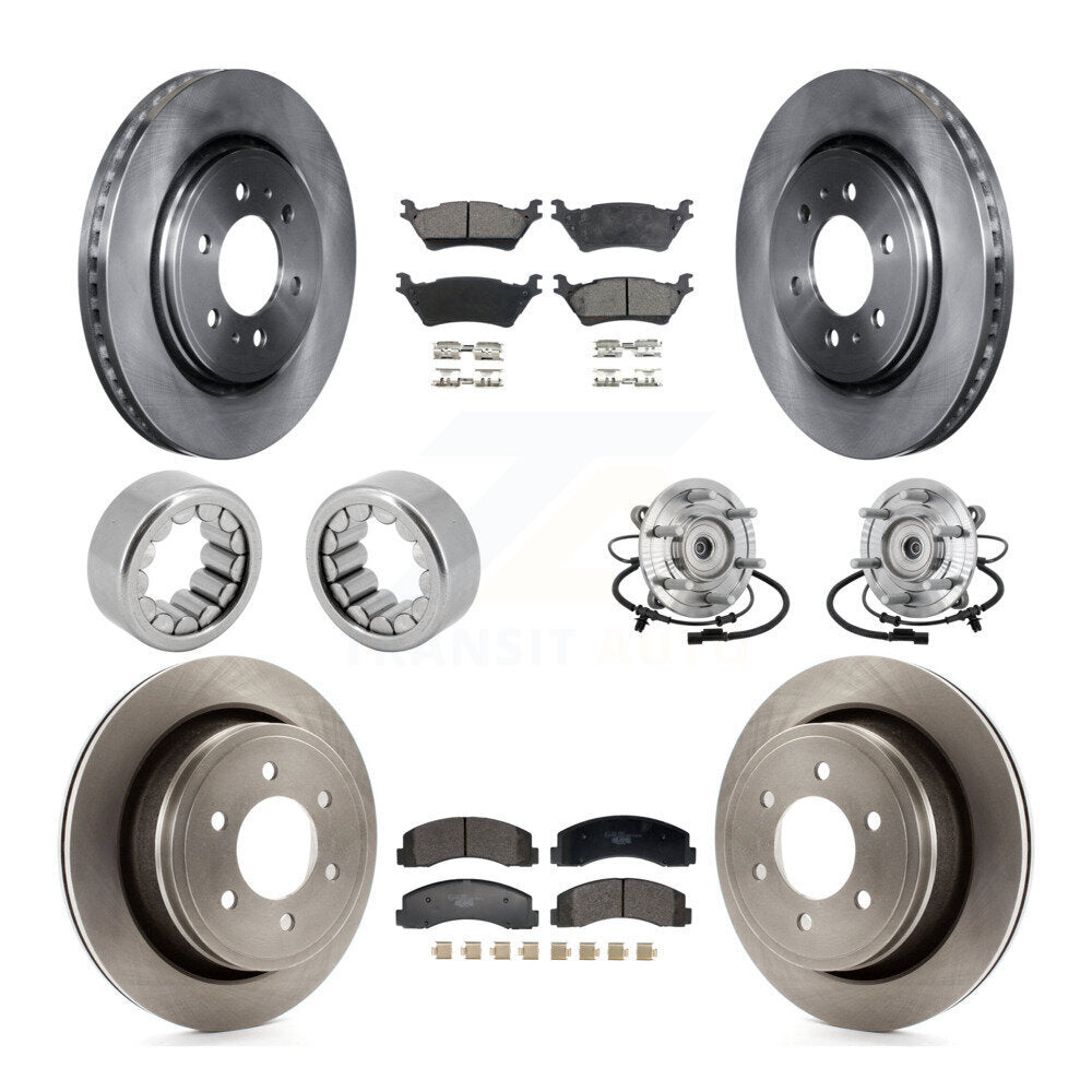 Front Rear Hub Bearing Brake Rotor & Pads Shoe Kit (10Pc) For 2018-2020 Ford F-150 Raptor KBB-132668