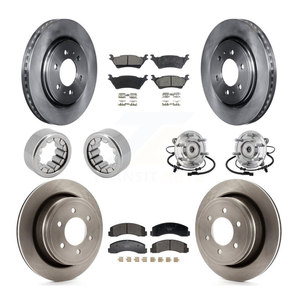 Front Rear Hub Bearing Brake Rotor & Pads Shoe Kit (10Pc) For 2018-2020 Ford F-150 Raptor KBB-132668