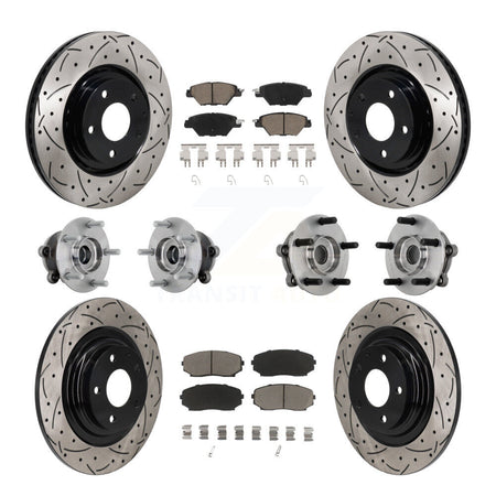 Front Rear Hub Bearing Coated Brake Rotor And Pad Kit (10Pc) For 2016-2023 Mazda CX-9 AWD KBB-132675